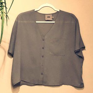 ASOS cropped button-up blouse